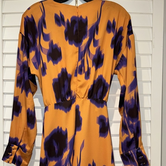 Bold Orange Purple Print Dress 90s Vibe Statement - Size S - Picture 9 of 12